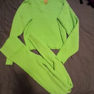 Daisy Bright Lime Cable Knit Sweater